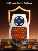 Portable Wall Mounted Heater with Adjustable Temperature & Timer Control